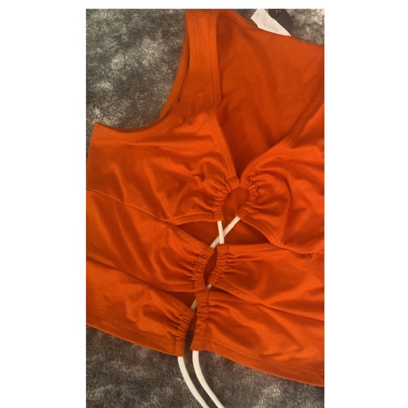Orange trendy two piece summer skirt set - Picture 4 of 6